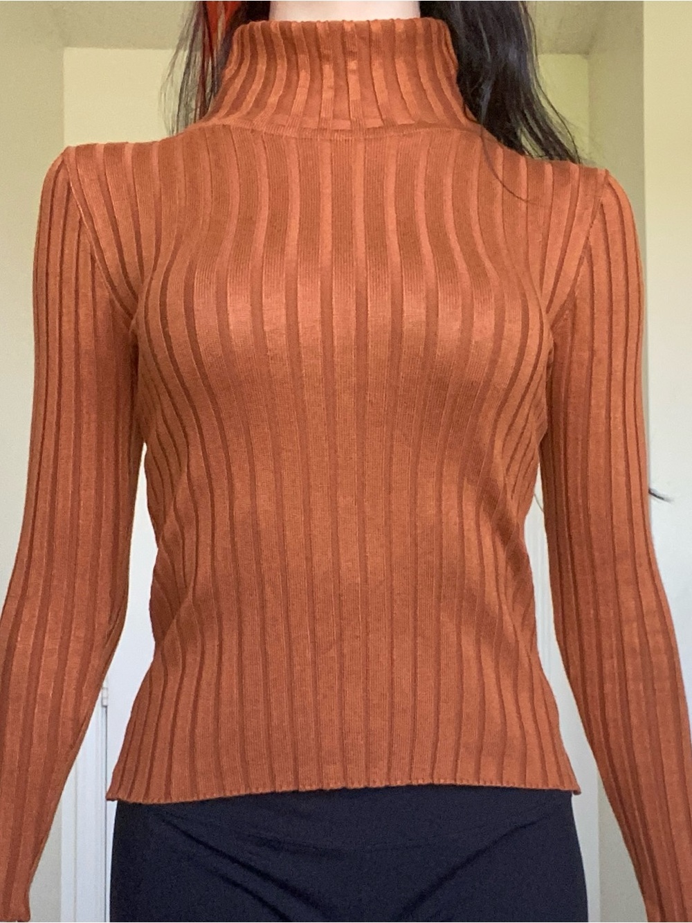 Forever 21 Rust Ribbed Turtleneck Sweater